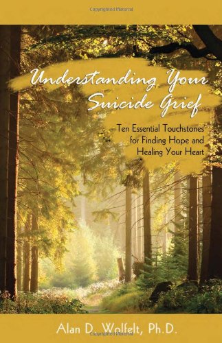 Book cover showing a forest with trees for the book titled "Understanding Your Suicide Grief" by Alan D. Wolfelt, Ph.D.